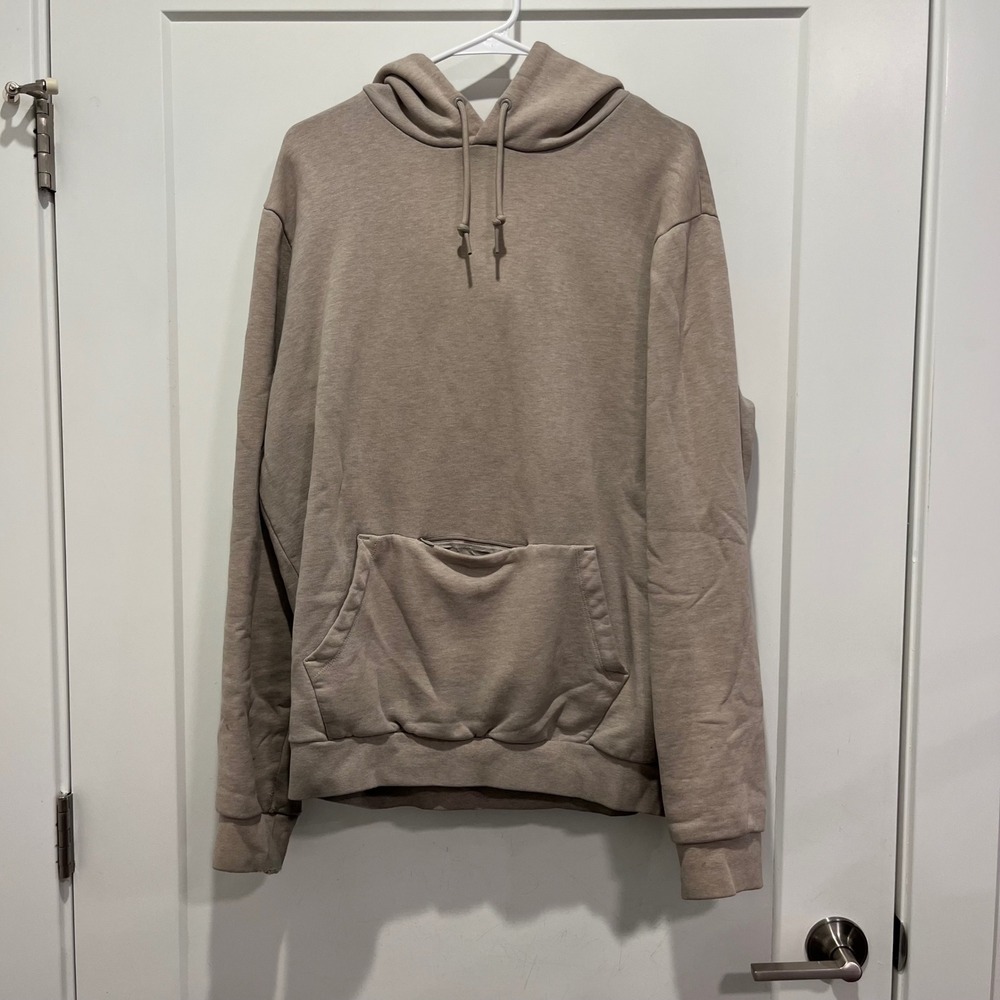 J.Crew Oarsman‎ Medium Tall Pullover Hoodie Taupe Tan Fleece Sweatshirt